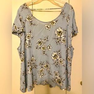 Maurice’s Baby blue floral blouse. Plus size